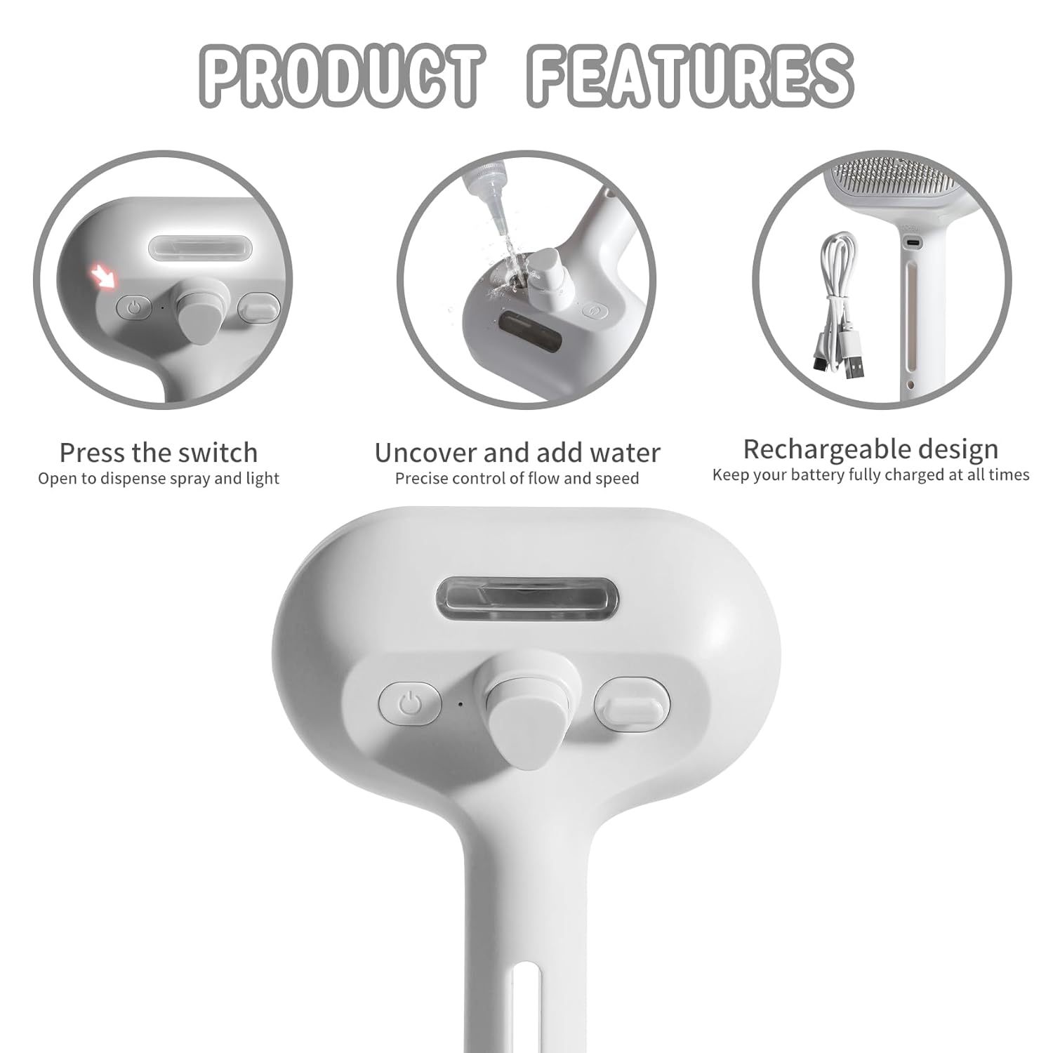 Spray Cat & Dog Brush for Shedding – Pet Hair Removal Comb with Water Tank & Release Button - Image 4