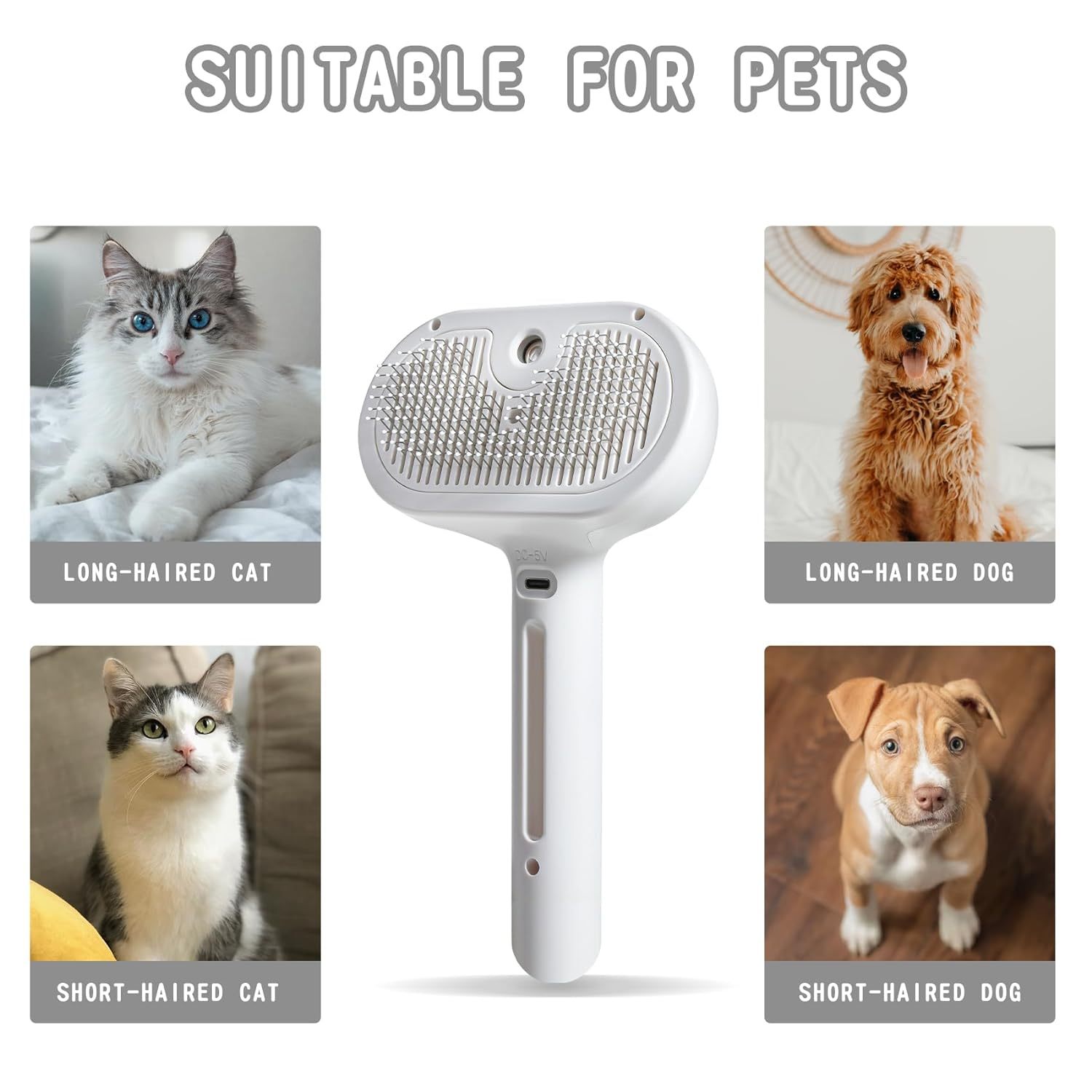 Spray Cat & Dog Brush for Shedding – Pet Hair Removal Comb with Water Tank & Release Button - Image 8