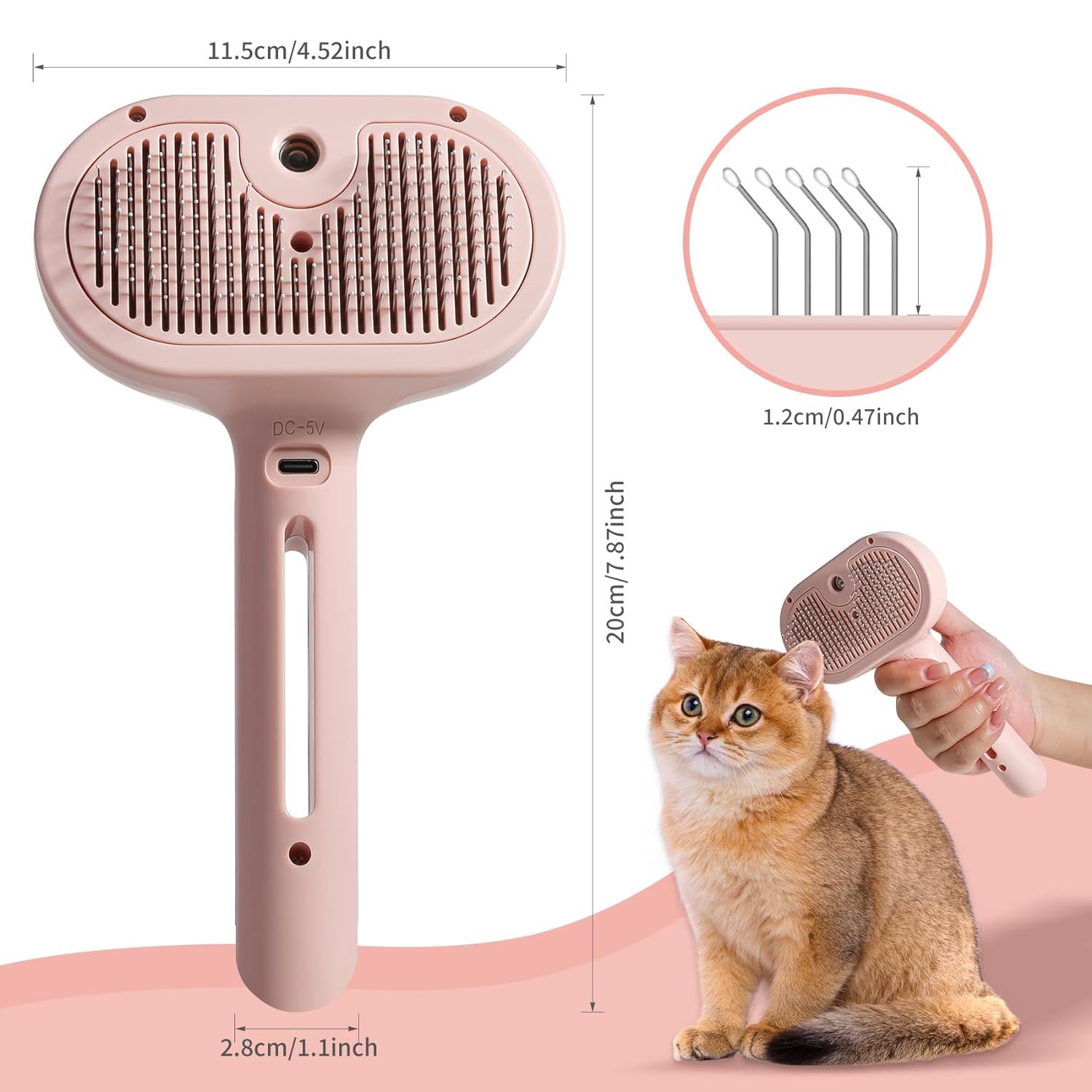 Spray Cat & Dog Brush for Shedding – Pet Hair Removal Comb with Water Tank & Release Button - Image 3